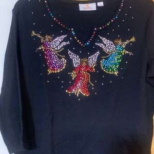 Quacker Factory Black Top with Angel Design